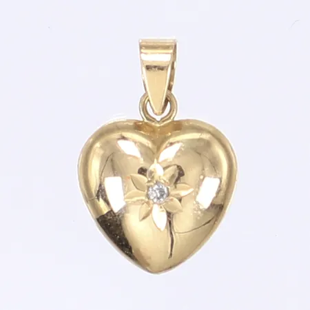 Hänge hjärta med diamant 1x ca0,01ct, 15x10mm, 18K Vikt: 0,5 g