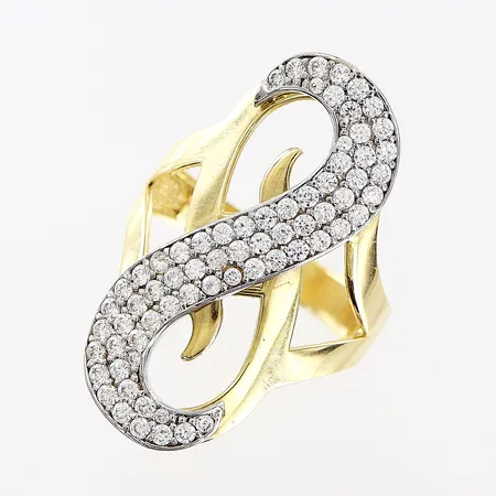 Ring, vita stenar, stl 18, bredd 3,5-31mm, 14K Vikt: 5,3 g