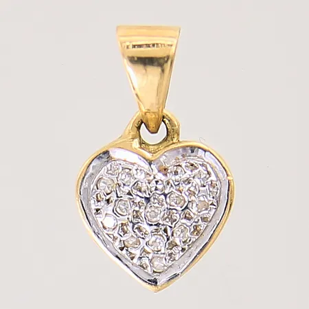 Hänge, hjärta, med diamanter ca 13 x 0,005ct, 14x8mm, vitguldsdetaljer, 18K  Vikt: 0,9 g