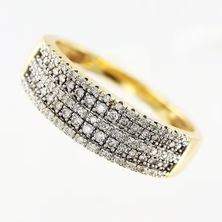 Ring, diamanter ca 79 x ca 0,005ct, stl 17½, bredd 1,5-6mm, GHA, 18K.   Vikt: 3,5 g