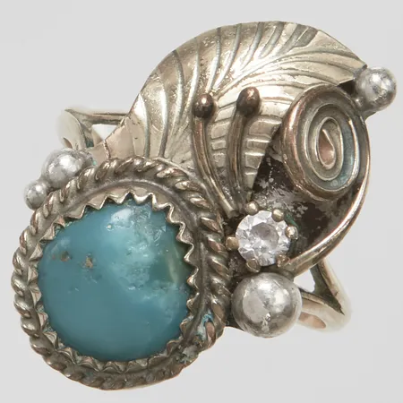 Ring med turkos samt vit sten, Ø17½, bredd: 2-24mm, förgylld skena, silver, 925/1000