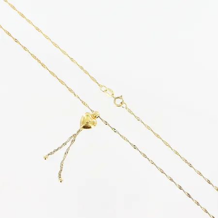 Collier, Singapore, hjärta, 43cm, hängdel 34mm, bredd 1mm, 18K.   Vikt: 2,1 g
