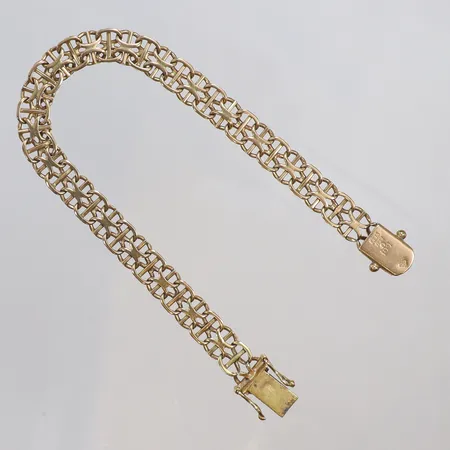 Armband, x-länk, 20cm, bredd 8mm, bruksslitage, 18K Vikt: 18,3 g