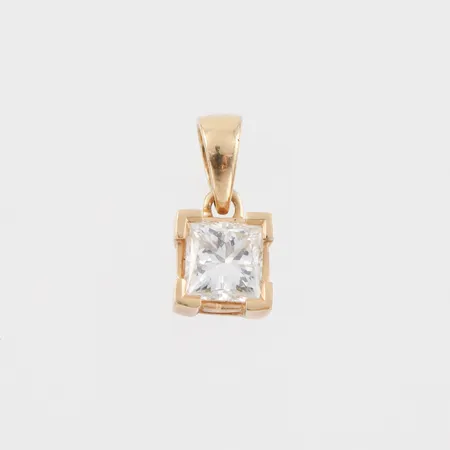 Hänge med solitär princesslipad diamant på 0.50 ct WSI, 18k. Vikt: 0,7 g