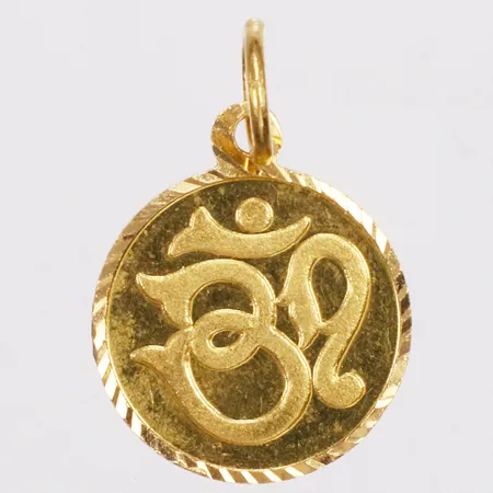 Hänge, hinduisk tecken, längd 23mm inkl ögla, bredd 16mm, 18K Vikt: 3,1 g