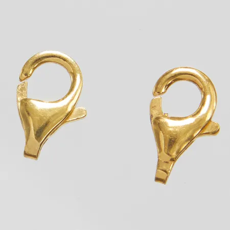 2 Karbinhakar, längd: 8,6+9,5mm, förgyllt silver, 925/1000 Vikt: 0,6 g