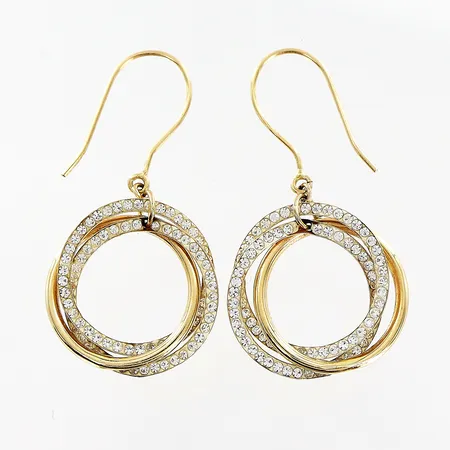 Ett par örhängen, strass, 35mm, bredd 18mm, 18K Vikt: 1,6 g