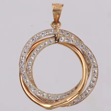 Hänge med strasstenar, längd 23,2mm, bredd 17mm, buckla, 18K Vikt: 0,7 g