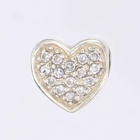 Hänge i form av hjärta med slipade vita stenar, ca 13x13mm, silver 925/1000 Vikt: 3,4 g