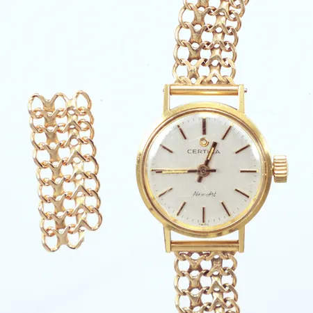 Damur Certina fiskbenslänk , Ø22mm, helguld,  2 extra länkbitar medföljer bruttovikt 28,3gr, 18k  Vikt: 28,3 g