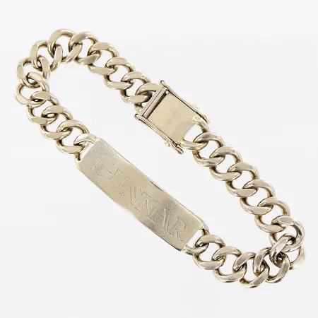 Armband Pansar med platta, 19cm, bredd 9,5-10,5mm, vitguld, 18K Vikt: 50,4 g