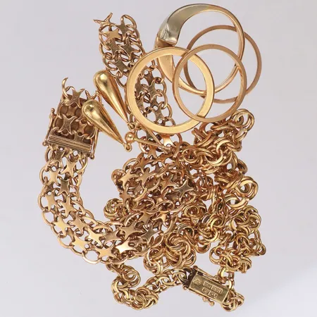 Diverse guld, defekt, 18K  Vikt: 50,1 g