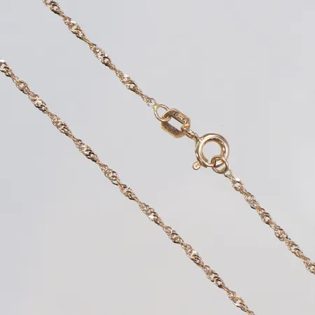 Halskedja Singapore, längd 38cm, bredd 1mm, GHA, 18K Vikt: 1,6 g