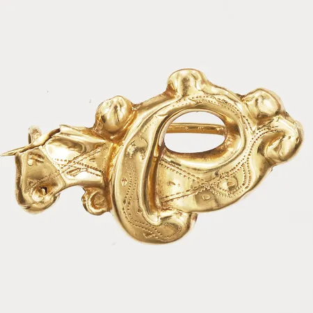 Brosch, 24mm, bucklig, 18K Vikt: 1,1 g