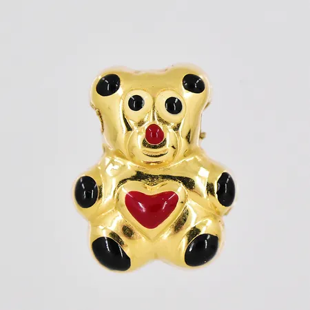 Hänge Nalle, 14x17,6mm, ihålig, färgdekor, 14K Vikt: 2,2 g