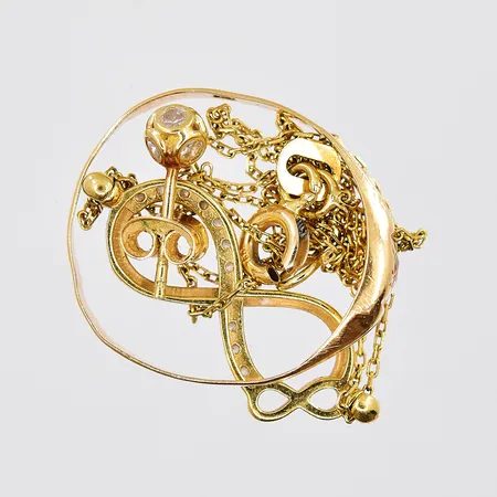 Diverse guld, defekter, trasigt, stenar, 18K Vikt: 3 g