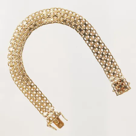 Armband, X-länk, längd: 17,5 cm, bredd: 10 mm, 18K guld. Vikt: 13 g