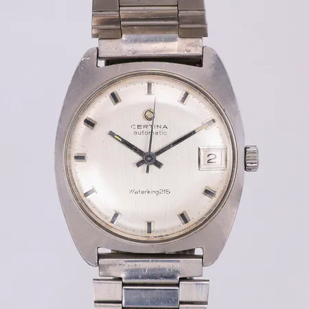Herrur Certina Waterking 215, automatisk, Ø32,5 x 32,5mm, datum, referensnr 210-5, armband, stål, viklås, ca 20cm