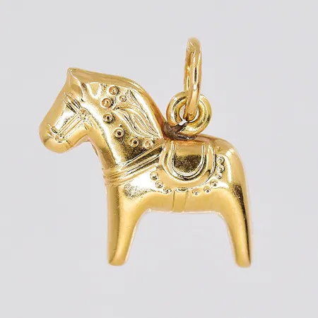 Hänge dalahäst, 15x15mm inklusive ögla, ihålig, öppen ögla, 18K Vikt: 0,8 g