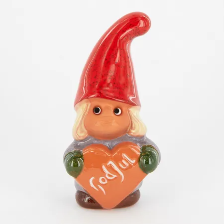 Figurin, Tomtebarn med hjärta, design Rolf Berg, Torshälla Sweden, höjd ca 11cm, etikettmärkt