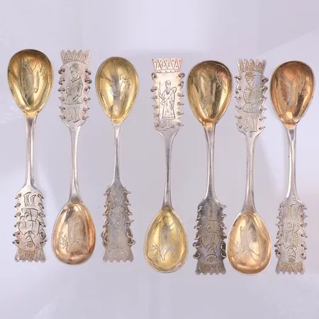 7 Kaffeskedar, modell Same, 11,5cm, 830/1000 silver Vikt: 92,1 g