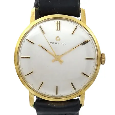 Herrur Certina, 18K guld, Ø34 mm, manuell, gravyr, defekt skinnband, bruksmärken Vikt: 0 g