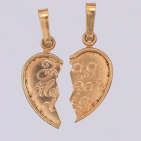 Hänge, tvådelat hjärta, Jag älskar dig, 18mm, Bronsil, 18K Vikt: 0,9 g
