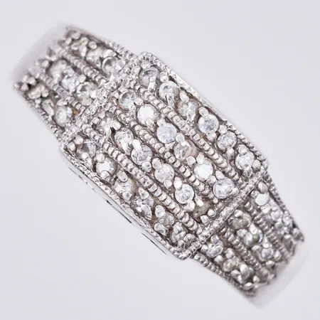 Ring med vita stenar, stl: 17, bredd: ca 3-8mm, 925/1000, silver Vikt: 4,2 g