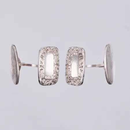 Ett par manschettknappar, längd: ca 1,8cm, bredd: ca 14mm, Lagerströms Fabriks Aktiebolag år 1966, 830/1000, silver Vikt: 11,5 g