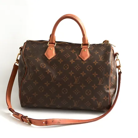Väska Louis Vuitton, Speedy bandouliere 30, datecode: MB2145, vecka 24 år 2015, France, axelrem och detaljer i skinn, lås utan nyckel, fuktskador, slitage på gulmetall, fläckar i foder, svag doft, inga övriga tillbehör  Vikt: 0 g