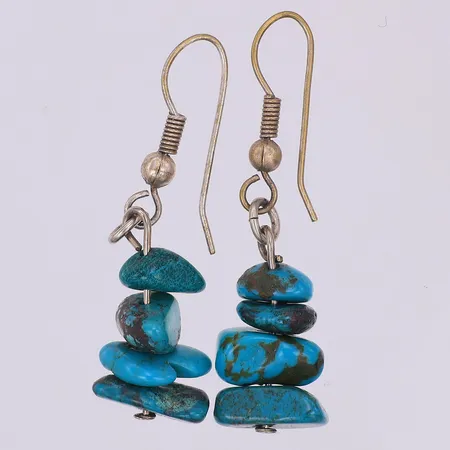 Ett par örhängen, turkoser, 40mm, metallkrokar Vikt: 0 g