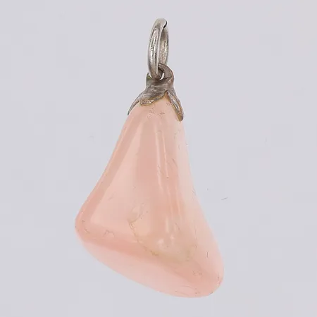 Hänge, rosenkvarts, 28mm, metallögla