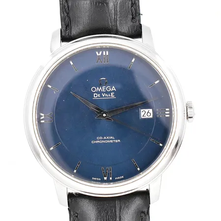 Herrur Omega De Ville Prestige Co-Axial, stål, Ø 39,5 mm, automatisk,  ref.nr.42413402003001, kaliber 2500, läderband, international warranty 2016, pictograms, instruktionsbok, box, ytterkartong