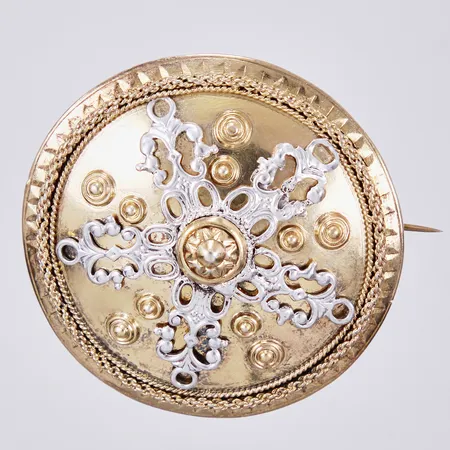 Brosch, Ø ca 50mm, förgyllt silver Vikt: 15,7 g