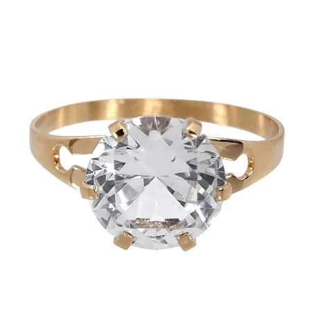 Ring, 14K guld, Bergkristall Ø 8 mm, Finland 1972, oidentifierad tillverkarstämpel TS, Ø17¾ mm, bredd 1,7 - 8 mm, fint skick, sten utan anmärkning Vikt: 1,4 g