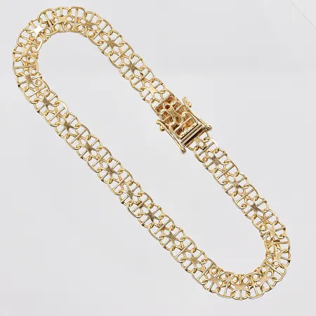Armband X-länk med stav, 19cm, bredd 6,2mm, 18K Vikt: 8,1 g
