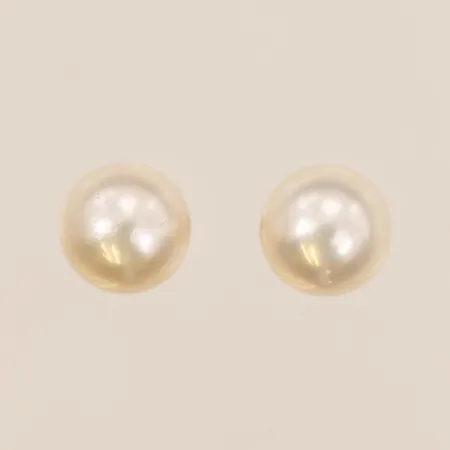 Ett par örhängen med odlade saltvattenpärlor, Ø 7 mm, 14K guld. Vikt: 1,2 g