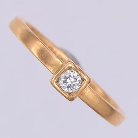 Ring, diamant 1 x ca 0,10ct, stl16¾, gravyr, 18K Vikt: 2 g