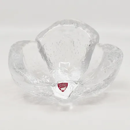 Skål löv, Orrefors, Lars Hellsten, ca 13,5x15cm, höjd 7cm,