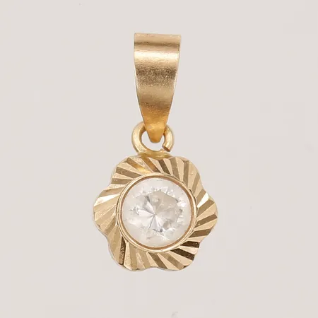 Hänge med sten, längd 13mm inklusive ögla, bredd 7mm, 18K Vikt: 0,4 g