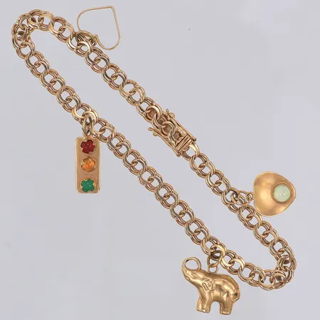 Armband, Bismarck, 18,4cm, 4 berlocker, år 1962, 18K Vikt: 9,9 g