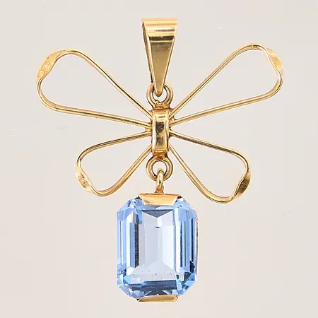 Hänge med blå sten, 25x22mm, 18K Vikt: 2,1 g