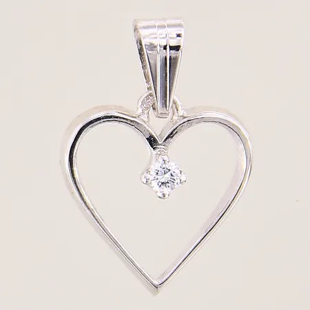 Hänge, hjärta med diamant ca 0,025ct, 19x13mm, vitguld, 18K Vikt: 1,2 g