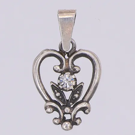 Hänge, vit sten, 19mm, 925/1000 silver Vikt: 0,7 g