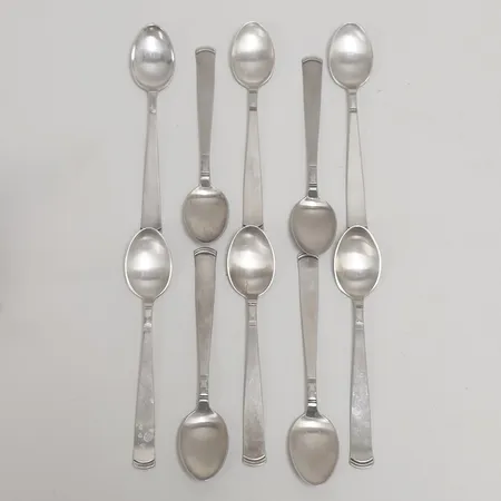 10 Moccaskedar, modell: Rosenholm, längd: 108mm, GAB, Eskilstuna, repiga, missfärgade, silver, 830/1000, etui medföljer Vikt: 113,8 g