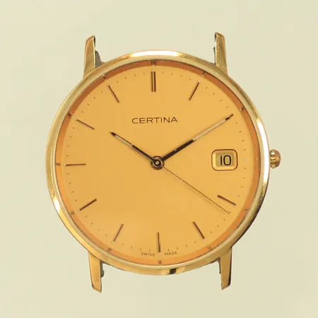 Herrur Certina Quartz, boett Ø34mm, gravyr baksidan, 14K i boetten, 19,5g totalt.