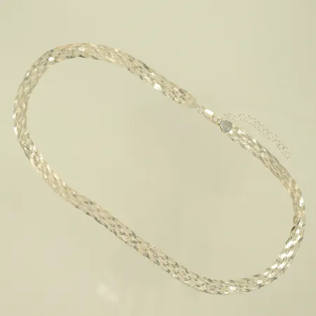 Halsband, flätat, längd 42+5cm, bredd 8mm, Silver 925/1000, 11,5g Vikt: 11,5 g