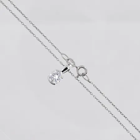 Kedja Ankar, 44cm, bredd 0,5mm, hänge vit sten Ø 6mm, silver 925/1000 Vikt: 2,1 g