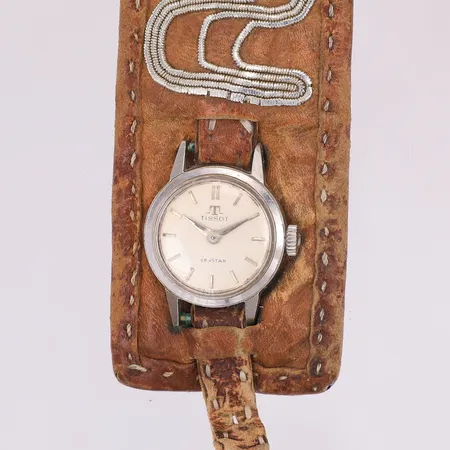 Damur Tissot, seastar, Ø21mm, manuellt, stål, repigt glas, tennarmband, läder