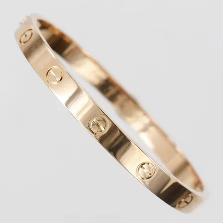 Armband, Cartier, Love Bracelet, serienummer WZ8726, storlek 18, certifikat från Marbella daterat 2013, kvitto, samt kvitto på polering utförd i mars 2025, box, ytterkartong, reseetui samt påse, 18K roséguld, vikt 40,3g Vikt: 40,3 g